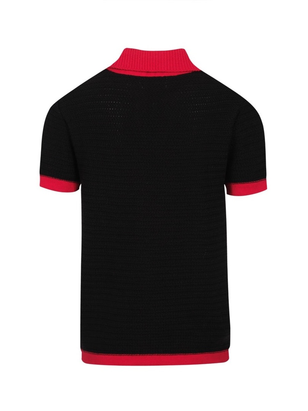 OXKNIT Men’s 70s Retro Knit Polo Black Red Contrast V-Neck Size 3XL - Picture 2 of 7